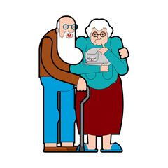 Grandfather and grandmother. Grandpa and Grandma. pensioners Vector illustration