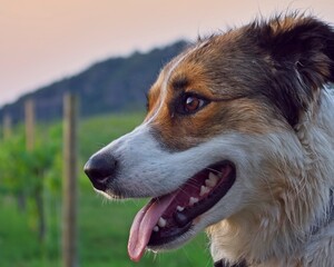 Dog portre in the sunset