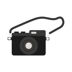 Black camera on a white background for use in web design