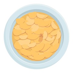 Cornflakes breakfast icon cartoon vector. Cereal bowl. Milk corn