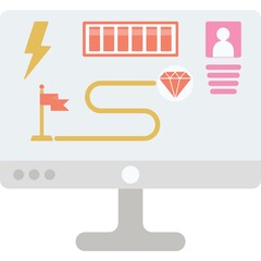 Commerce analysis icon flat vector business model