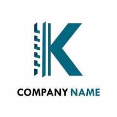 letter k with ladder logo template illustration.