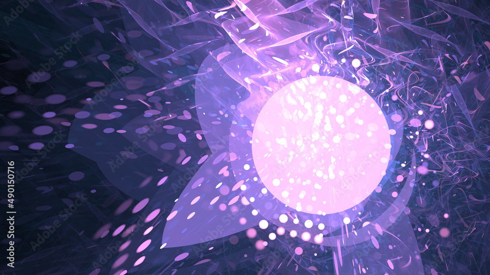 Wall mural 3d rendering of an abstract, cyberpunk glitch fractal background with neon light effect