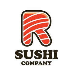 Letter r with sushi logo template illustration