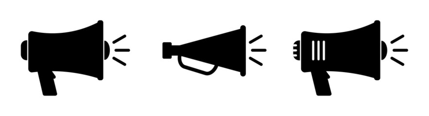 Speaker icon. Loud announce. Loudspeaker sign. Shout in megaphone. Bullhorn alert. Noise speaker. Speak news announcement. Loud sound horn. Vector