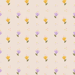 Tapeten Pastell Nahtloses Muster mit niedlichen Blumen in Pastellfarben