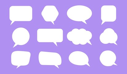 Set of speak bubble text, chatting box, message box outline cartoon vector illustration design. Balloon doodle style of thinking sign symbol. Vector