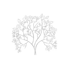 tree in line style. black and white illustration
