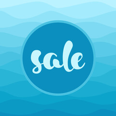 SALE label on graduate ombre blue background