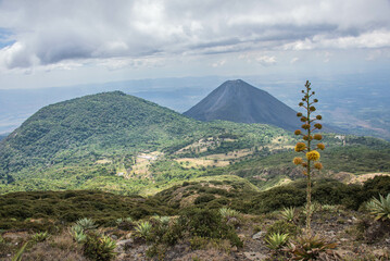 View of Izalco Volcano on the hike to Santa Ana, Cerro Verde National Park, El Salvador