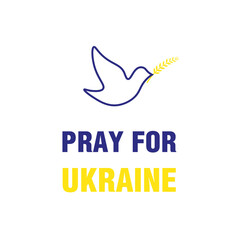 Pray for Ukraine sign. Vector isolated on white background