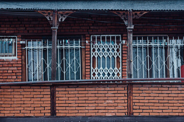 Windows and design of building in Old city Tbilisi