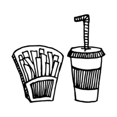 fast food set illustration drink and fries