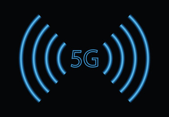 Vector illustration of 5G wireless technology. Connection to the global network. Internet. 