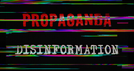 Propaganda and disinformation modern glitch concept 3d illustration