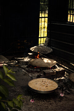 Process of preparing a Flija, Traditional food in Albania