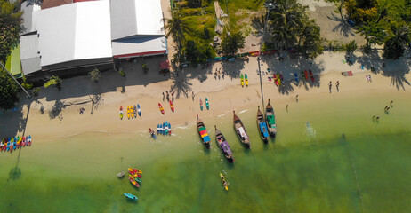 Ariel of Phi Phi Island coastline on a hot sunny day