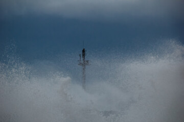 Photo of a heavy storm at the gates to the port of Klaipeda, Lithuania the Baltic Sea