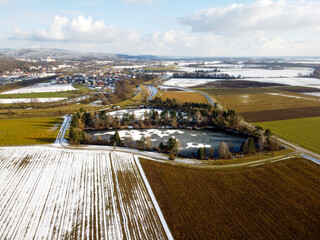 Beautiful aerial shot of the rural field sector