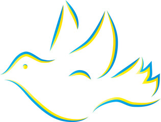 Friedenstaube in den Nationalfarben der Ukraine - Frieden stiften - no war for ukrania