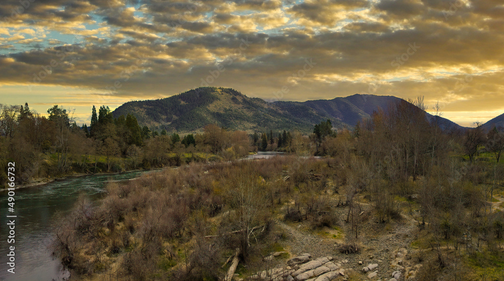 Sticker mesmerizing view of rogue river at grants pass, oregon