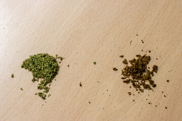 Mix of hashish and marijuana joint together. Drug use. Substance abuse