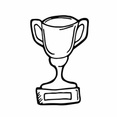Trophy doodle icon vector. Winner prize sketch