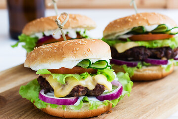 Tasty burgers beef domestic.