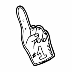 Doodle Fan finger glove Icon. Baseball, Rugby Fan Glove