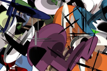 Abstract bright geometric repeats backdrop graffiti pattern