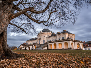 Autumn view with a luxury building in Stuttgart