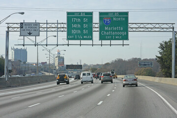 View of a traffic road with cars in Atlanta highway