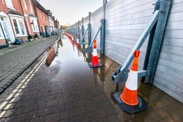 Bewdley , river Severn,flood barriers erected to protect local population,Bewdley...