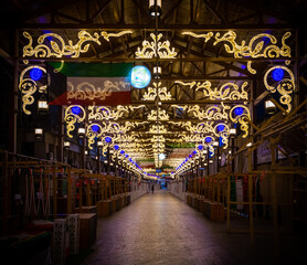Beautiful shot of the Souq Al-Mubarakiya in the evening