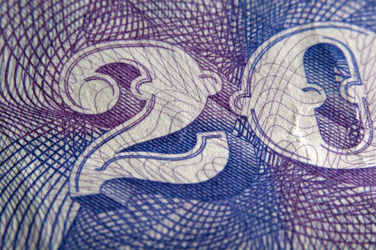 Closeup of a colorful banknote