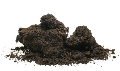 Soil, dirt pile isolated on white  