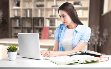 Accounting Bookkeeper Clerk Woman. Bank Advisor And Auditor concept