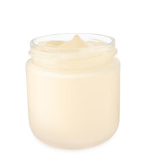 Mayonnaise in glass jar isolated on white