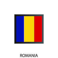 Fototapeta premium Flat squary flag of Romania icon. Simple isolated button. Eps10 vector illustration.