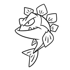 Little predatory fish monster character illustration cartoon coloring