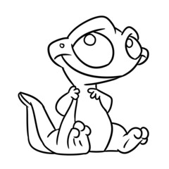 Little lizard sitting funny character illustration cartoon coloring