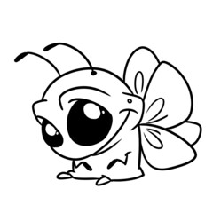 Small insect butterfly sitting character illustration cartoon coloring
