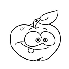 Funny apple vitamins fruit character illustration cartoon coloring