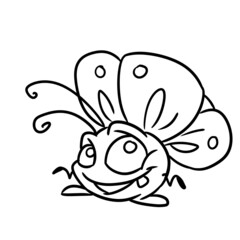 Little funny butterfly insect character illustration cartoon coloring