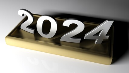 2024 chromed write on brass pedestall - 3D rendering illustration
