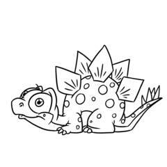 Little dinosaur stegosaurus character illustration cartoon coloring © efengai