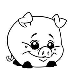 little pig animal character illustration cartoon coloring