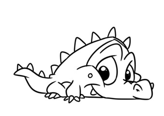 Small crocodile animal reptile character illustration cartoon coloring