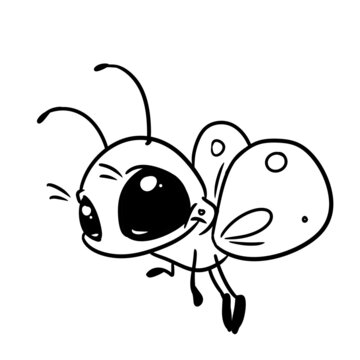 Little parody butterfly flying character illustration cartoon coloring