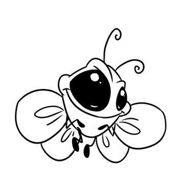Little cheerful butterfly funny character illustration cartoon coloring